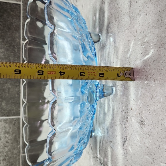 Harvest Blue Glass Oval Footed Fruit Bowl - Picture 3 of 12